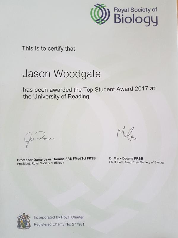 RSB Top Student award